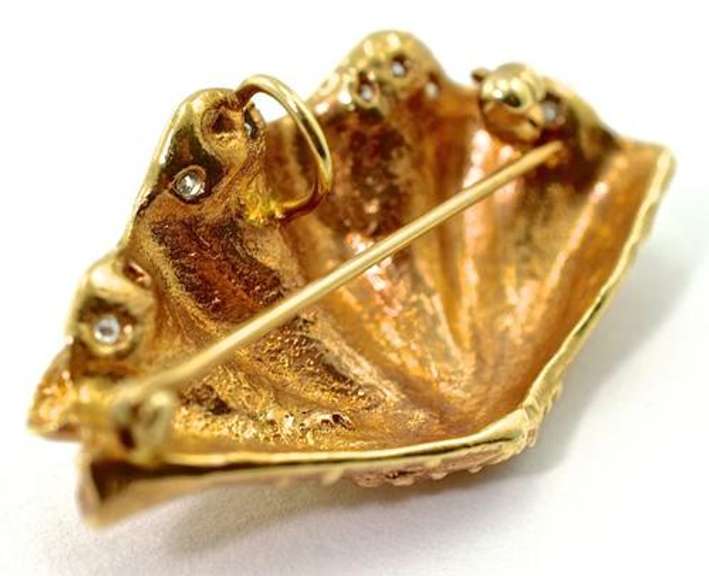 Organic 14K Sea Shell Brooch