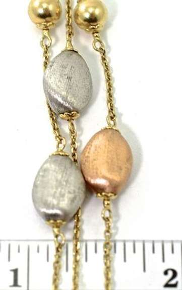 Beautifully Designed 14K Triple Strand Bead-Accented Necklace