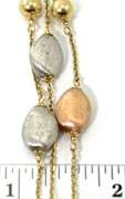 Beautifully Designed 14K Triple Strand Bead-Accented Necklace
