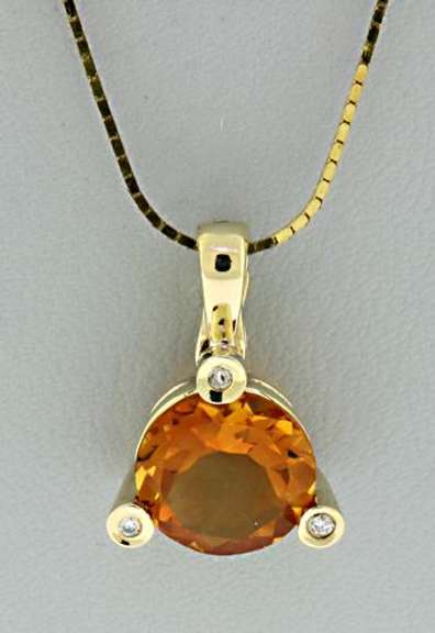 Flashy 14kt YG Citrine and Diamond Necklace