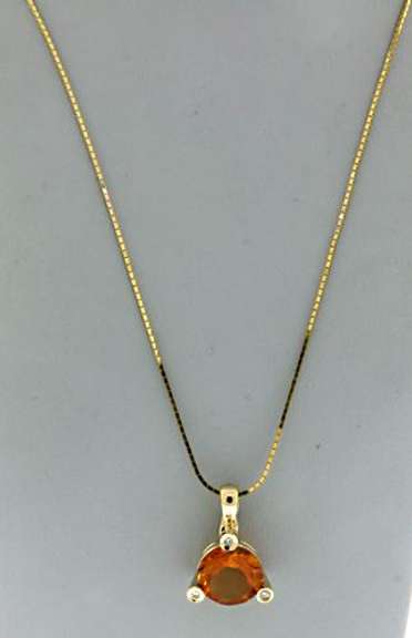 Flashy 14kt YG Citrine and Diamond Necklace