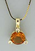 Flashy 14kt YG Citrine and Diamond Necklace