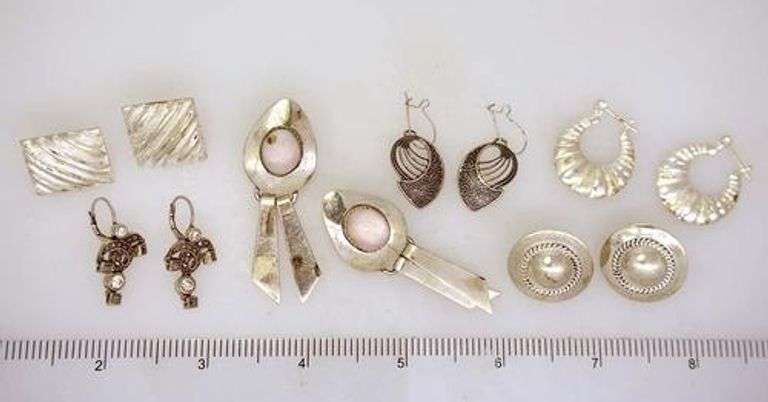 Lot of Six Pairs of Sterling Earrings