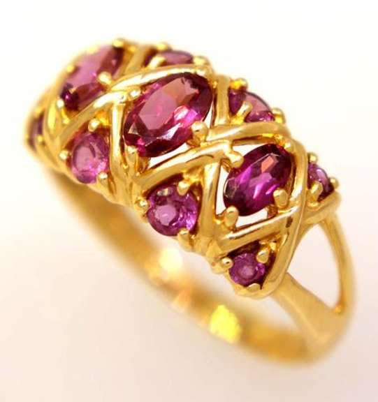 Multi-Garnet Ring in Gold, Size 9
