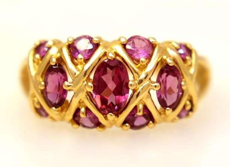 Multi-Garnet Ring in Gold, Size 9