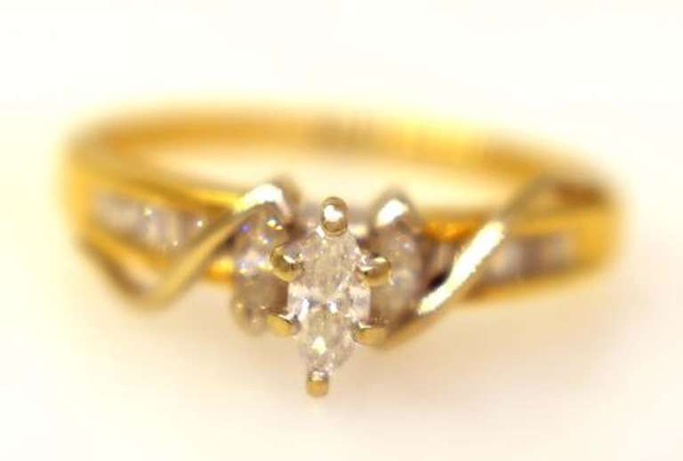 Marquise Diamond Ring in Gold, Size 8.75