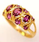 Multi-Garnet Ring in Gold, Size 9