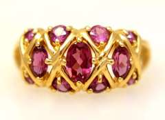 Multi-Garnet Ring in Gold, Size 9