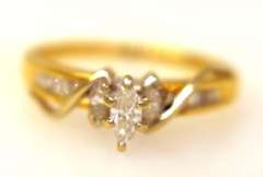 Marquise Diamond Ring in Gold, Size 8.75