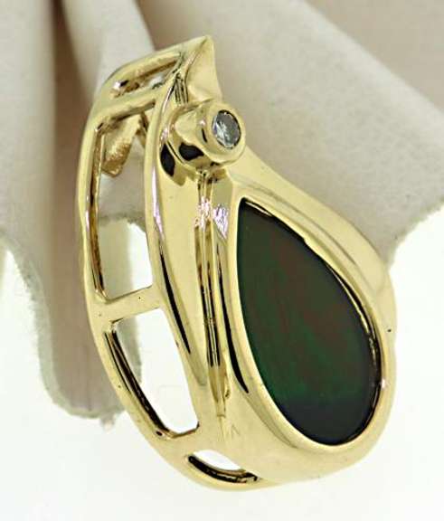 Ammolite and Diamond Pendant in 14kt