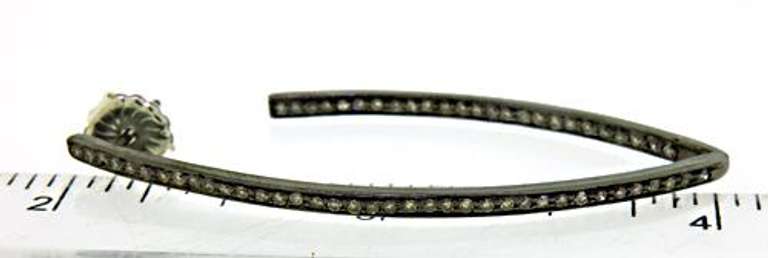 Trendy In & Out Diamond "V" Hoops in Oxidized Silver