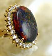 Impressive 14K Vibrant Black Opal Ring