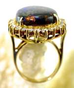 Impressive 14K Vibrant Black Opal Ring