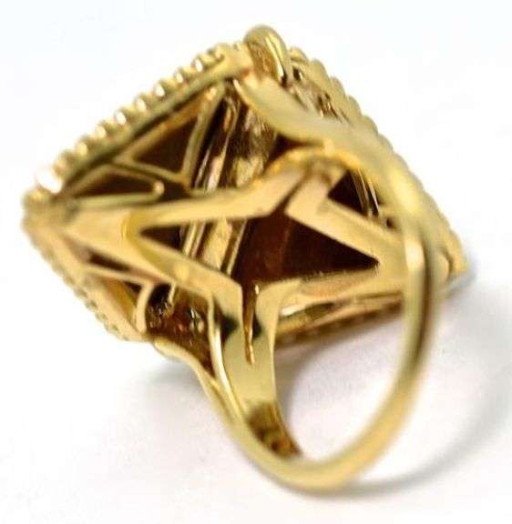 Fascinating Geometric 14K Tiger's Eye Ring