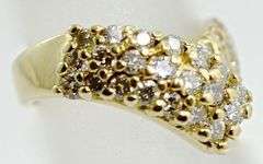 14K Chevron Shaped Diamond Cluster