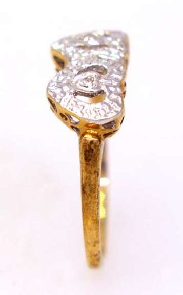 Double Heart Motif Diamond Ring in Gold, Size 6