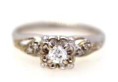 Flower Diamond Ring in White Gold, Size 5.5