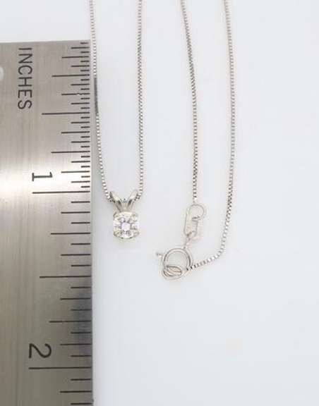 14K White Gold Solitaire Diamond Necklace