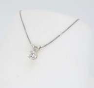 14K White Gold Solitaire Diamond Necklace