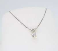 14K White Gold Solitaire Diamond Necklace