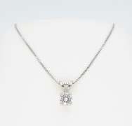 14K White Gold Solitaire Diamond Necklace