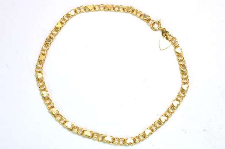 Sweet Gold Round-Link and Heart Bracelet
