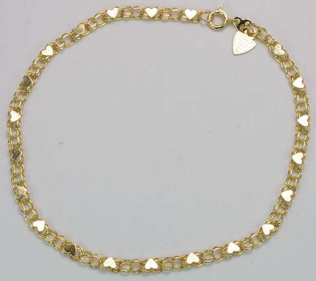 Sweet Gold Round-Link and Heart Bracelet