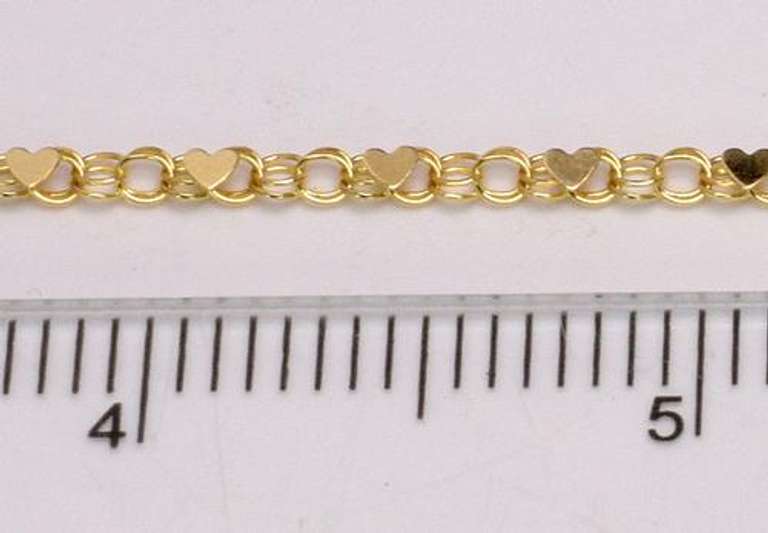 Sweet Gold Round-Link and Heart Bracelet