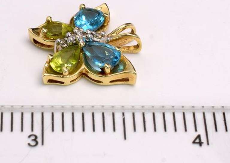 Adorable Peridot & Blue Topaz Butterfly Pendant