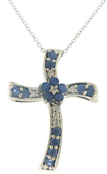 Gorgeous Sapphire and Diamond Cross Necklace
