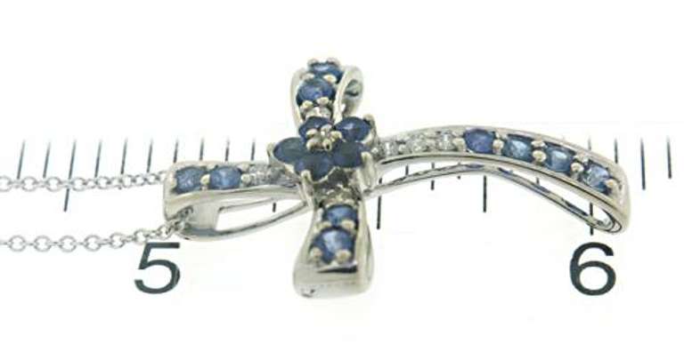 Gorgeous Sapphire and Diamond Cross Necklace