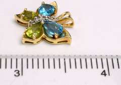 Adorable Peridot & Blue Topaz Butterfly Pendant