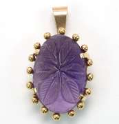 Etched Amethyst Pendant in Gold
