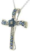 Gorgeous Sapphire and Diamond Cross Necklace