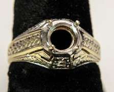 Geometric & Floral Motif Ring Mount in 18KT on 14KT