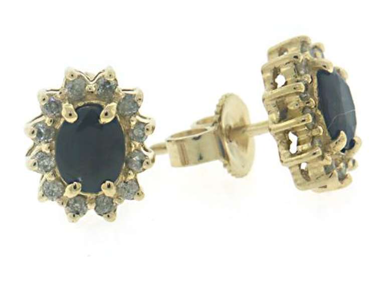 Gorgeous Oval Sapphire w Diamond Halo Earrings