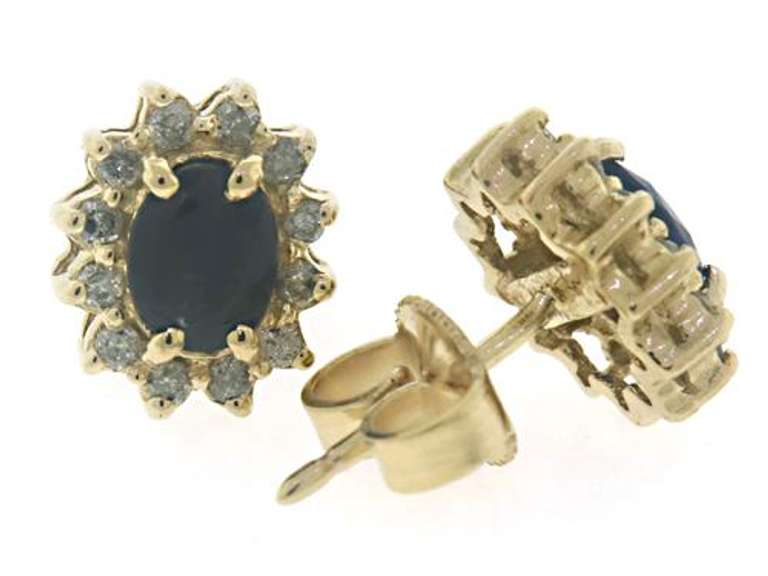 Gorgeous Oval Sapphire w Diamond Halo Earrings