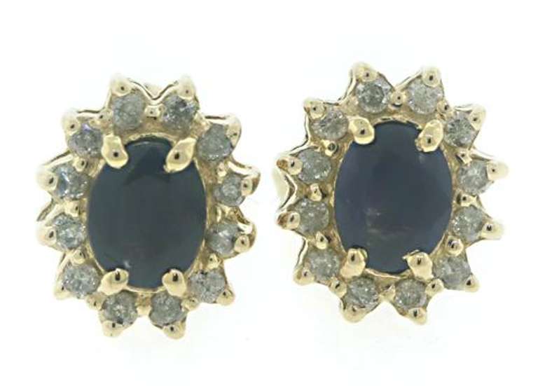 Gorgeous Oval Sapphire w Diamond Halo Earrings