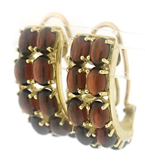 Beautiful 14kt YG Cabochon Garnet Double Row Earrings