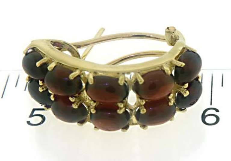 Beautiful 14kt YG Cabochon Garnet Double Row Earrings