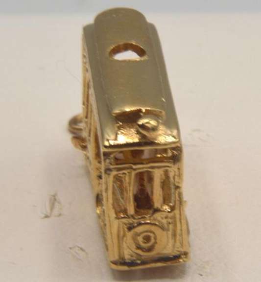 Solid 10kt Yellow Gold Cable Car Pendant