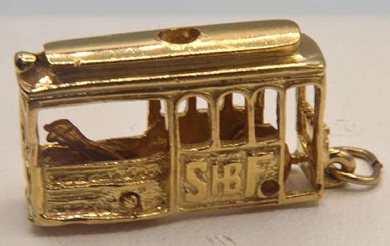 Solid 10kt Yellow Gold Cable Car Pendant