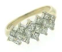 Flashy Princess Cut Cluster Diamond Ring