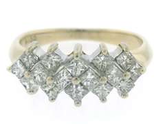Flashy Princess Cut Cluster Diamond Ring