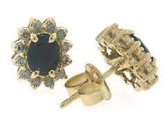 Gorgeous Oval Sapphire w Diamond Halo Earrings