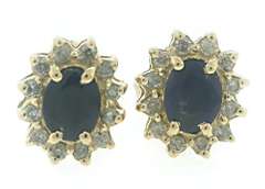 Gorgeous Oval Sapphire w Diamond Halo Earrings