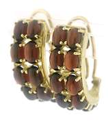 Beautiful 14kt YG Cabochon Garnet Double Row Earrings