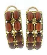 Beautiful 14kt YG Cabochon Garnet Double Row Earrings