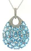 Outstanding 14kt WG Blue Topaz and Diamond Teardrop Necklace