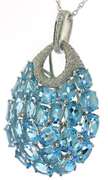 Outstanding 14kt WG Blue Topaz and Diamond Teardrop Necklace